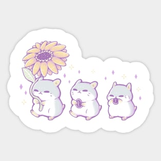 Cute Hamsters whit Sunflower Sticker